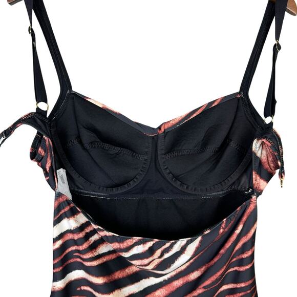 Antonio Melani NWT Tiger Animal Print Underwire Cut Out Tankini Swimsuit Top - Picture 9 of 13